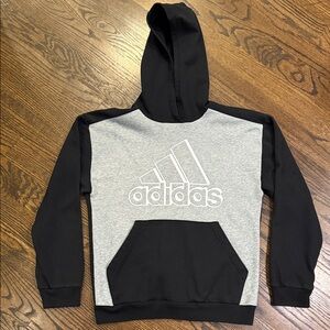 Boys Adidas Two-Tone Black and Gray Hoodie